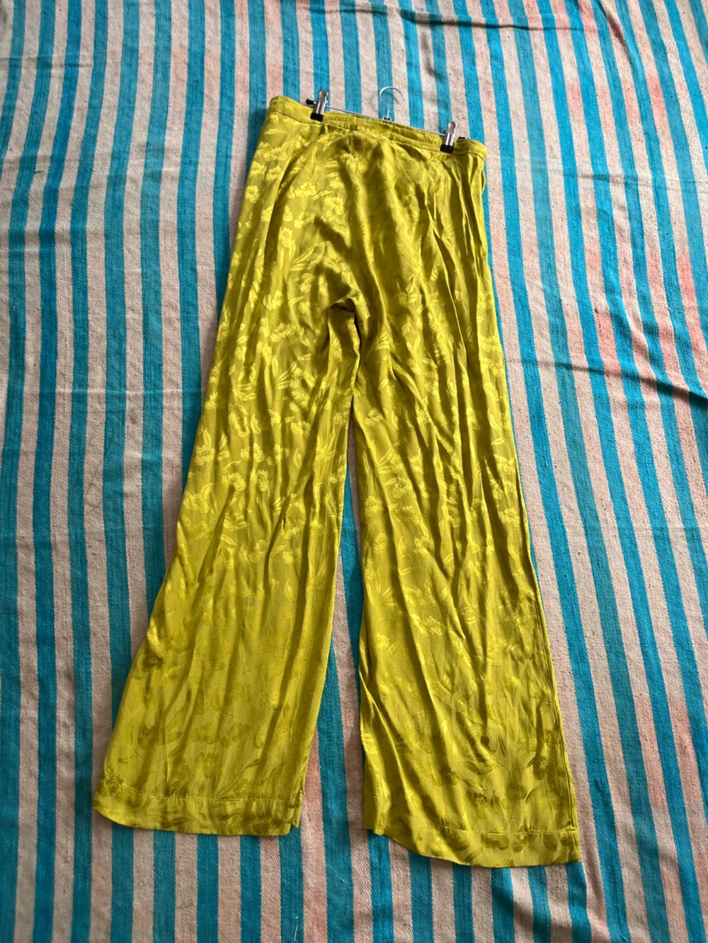 Favorite Daughter Satin Jacquard Wide Leg Friday Wide Leg Pant Lime 12 Persephon - Picture 6 of 17